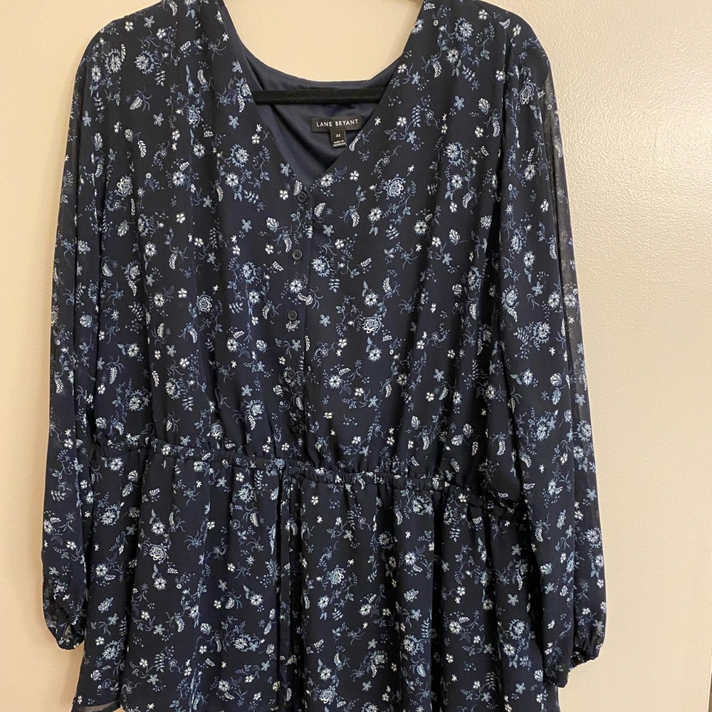 Woman’s lane Bryant blue floral size 22 blouse